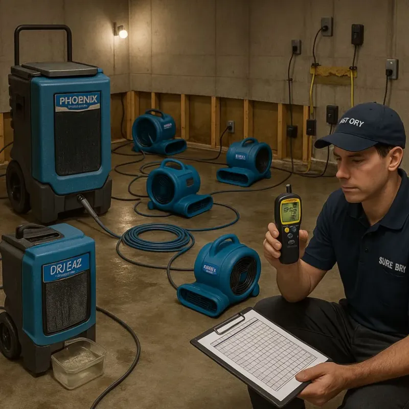 Structural Drying and Dehumidification process in Apple Valley, CA